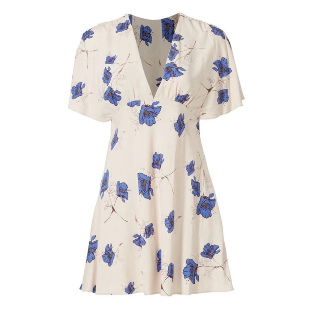 Free People Cream Dress with Blue Floral Print